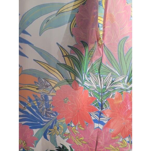 Free Market Tropical Floral Print Kimono Duster Cardigan Size L Vibrant Beach - Picture 7 of 9